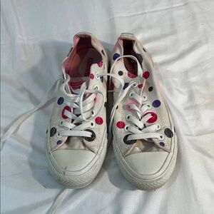 Converse White Sneakers with Pink and Purple Dots